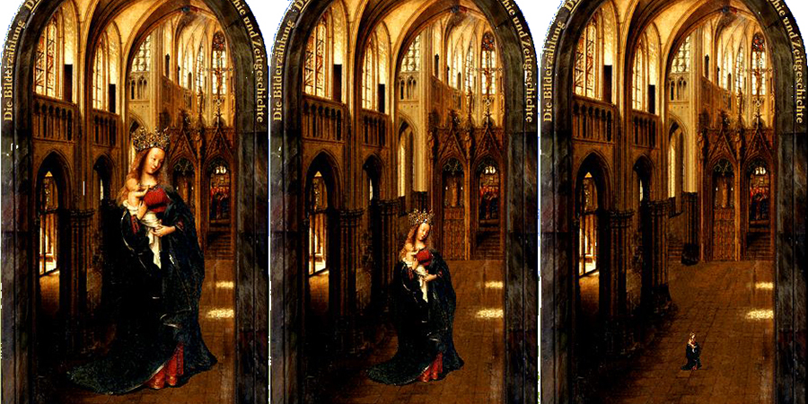 Abb. 8: Eyck. CD:
                                Manipulierte Reproduktion Die Madonna in der
                                    Kirche © Gemäldegalerie, Staatliche Museen zu Berlin auf
                                der Grundlage von Abb. 7. CC BY-NC-SA 3.0.
