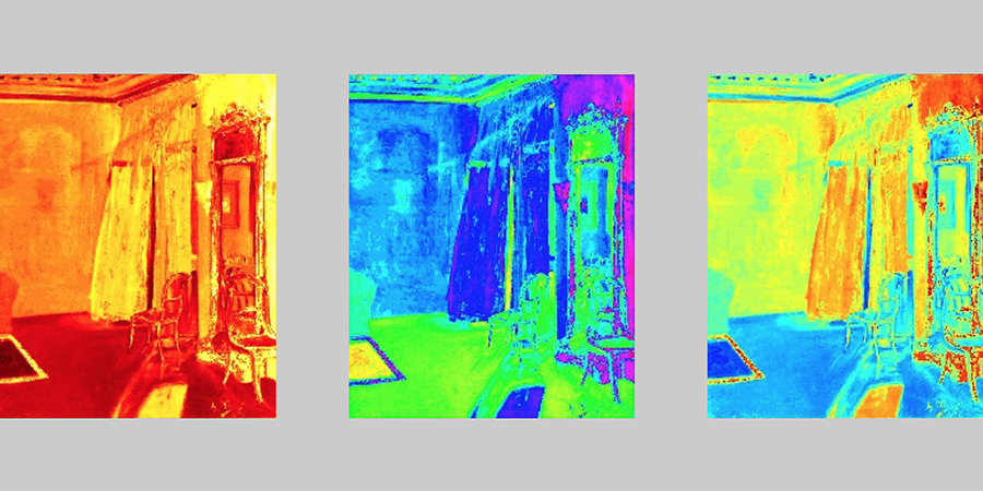 Abb. 9: Spektralanalysen, Adolph Menzel,
                                    Balkonzimmer, Software Redcolor-Tool, HCI
                                © Pippich 2012. 
