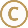 Ein goldenes C in einem goldenen Kreis