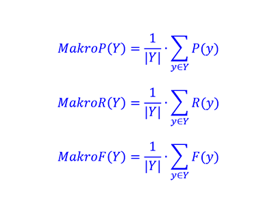 Abb. 6: Berechnung des Makro-Durchschnitts von Precision (P), Recall (R) und F-Maß (F). [Gödeke et al. 2022]